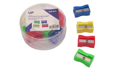 UP Single Hole Plastic Pencil Sharpener Assorted (10)